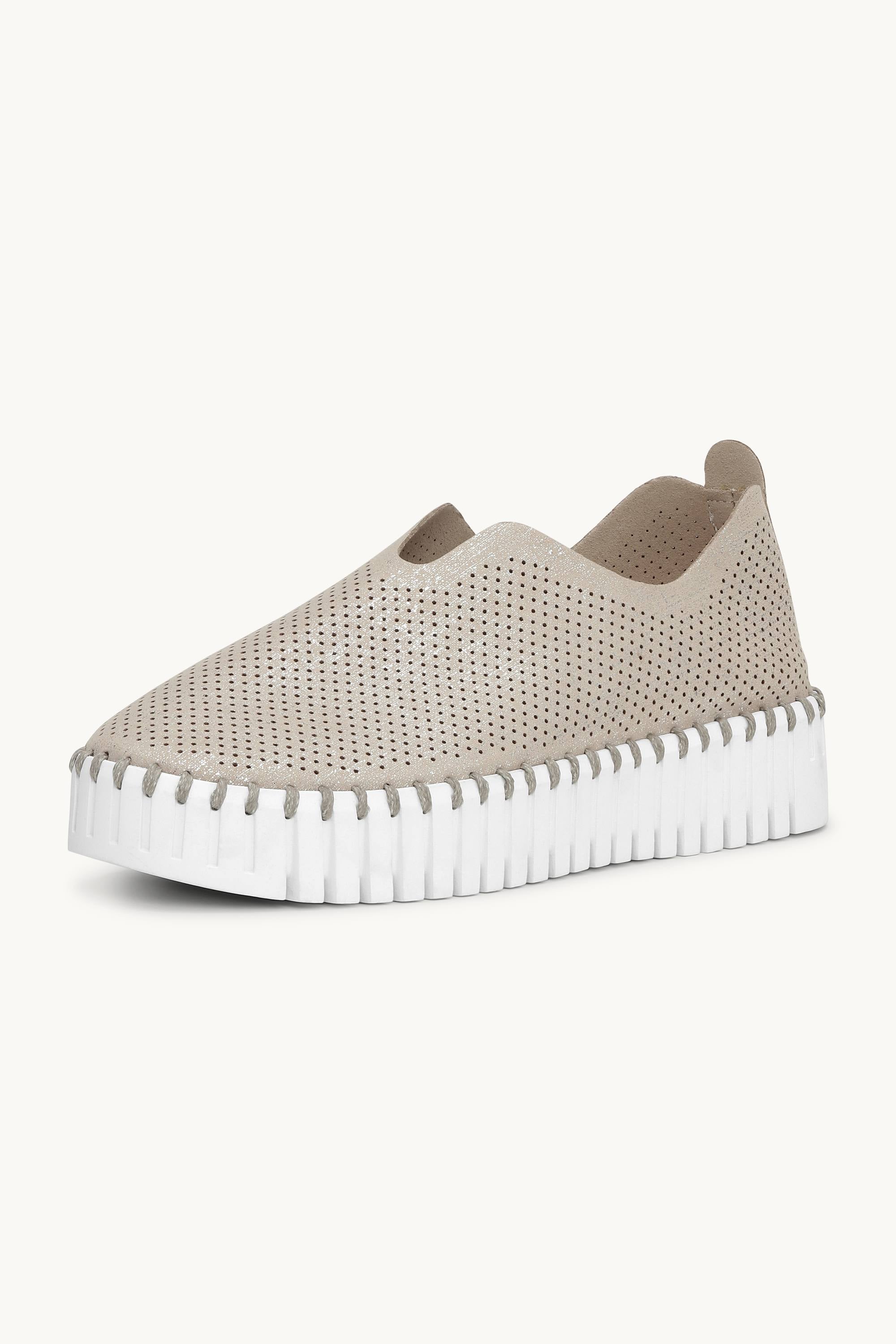 Platform Tulip Sko Glitter - Silver White