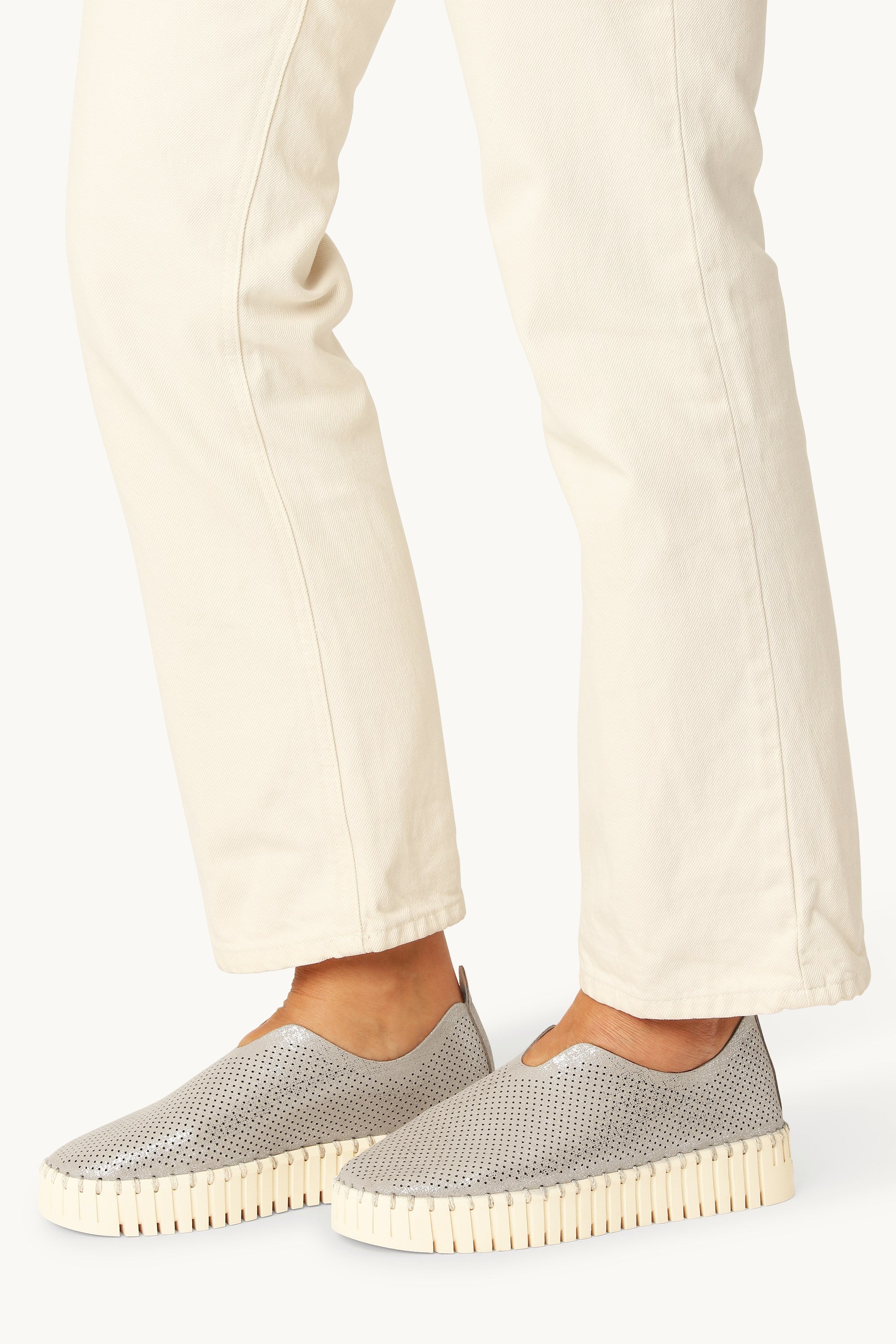 Tulip Chaussures Plateforme Pailletées - Silver Pearled Ivory