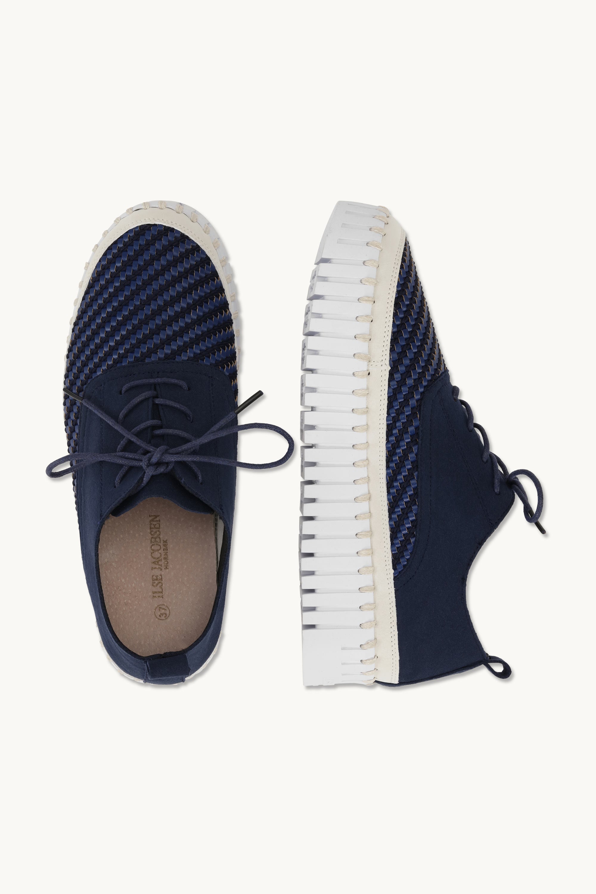 Tulip Flats With Laces - Dark Indigo White