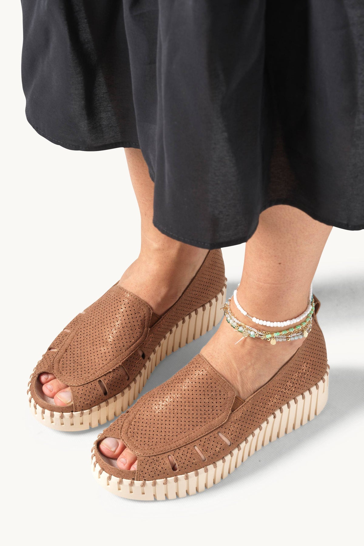 Tulip Glitter Sandal - Nougat Pearled Ivory
