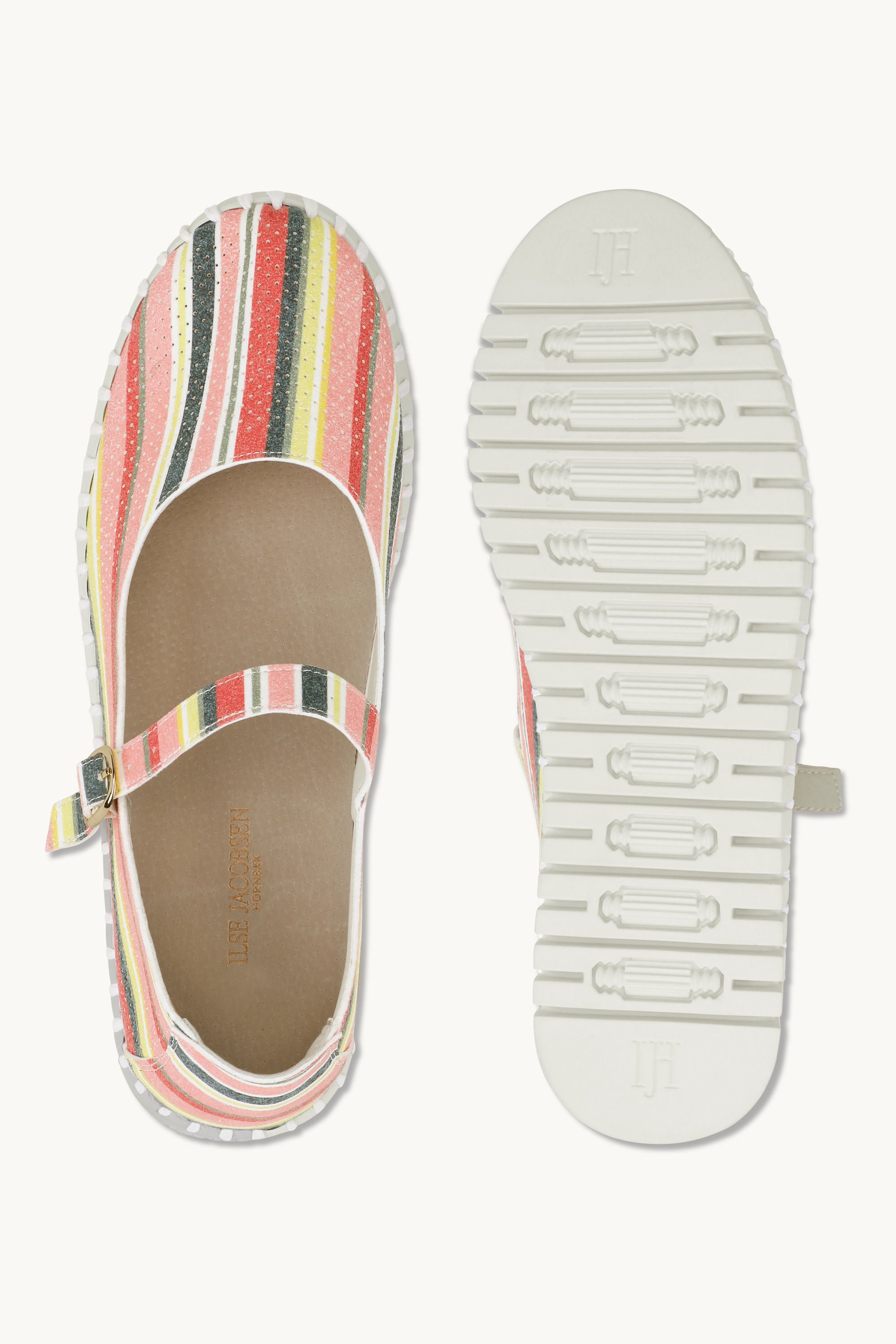 Ballerines Rayées - Peach Bud White