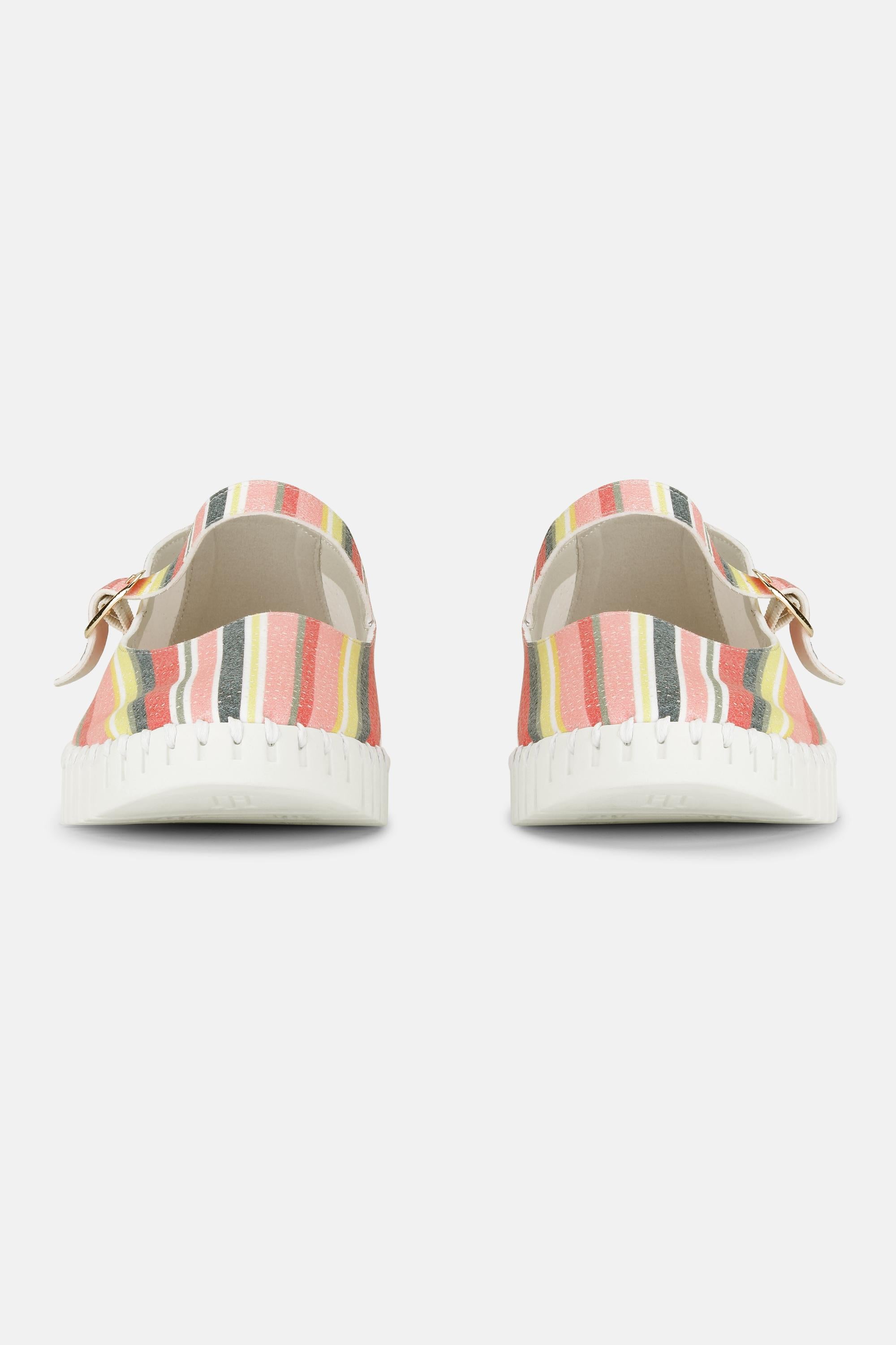 Ballerines Rayées - Peach Bud White