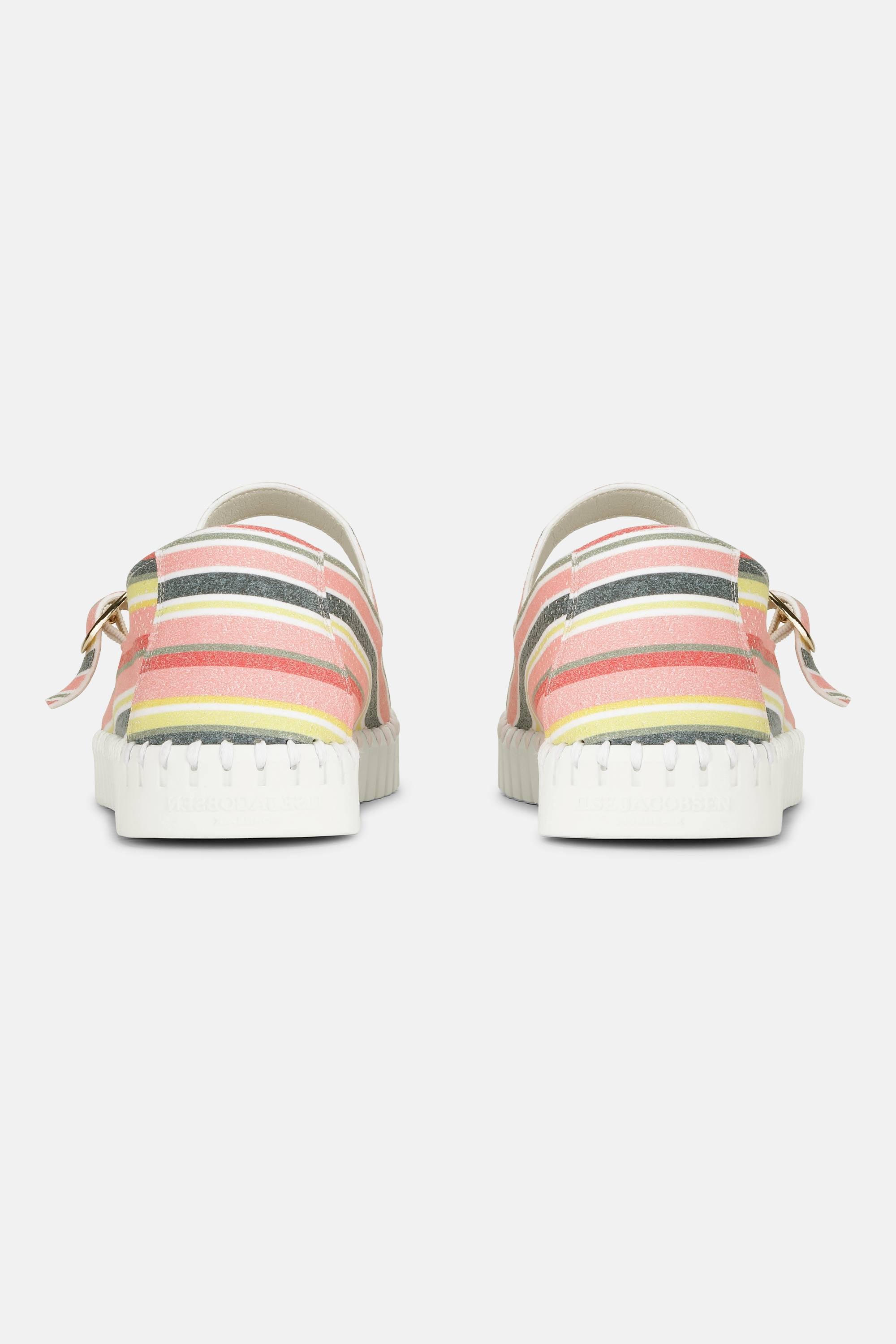 Ballerines Rayées - Peach Bud White